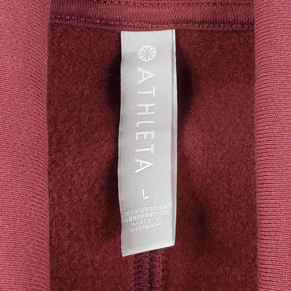 Athleta Women’s 24/7 Sweatshirt Large L Funnel Neck Pullover Red LS Cotton - Picture 8 of 10